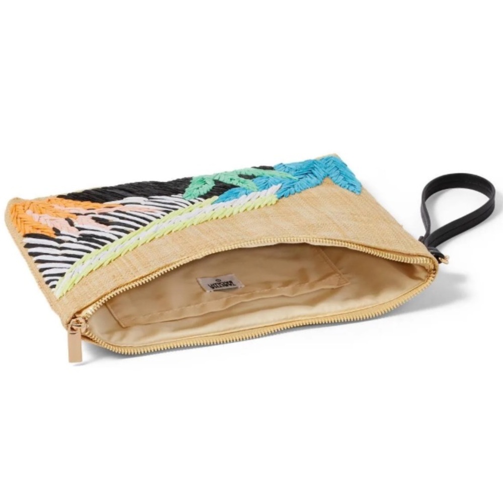Tabitha Brown Colorful Large‎ Abstract Embroidered Clutch GUC - Picture 3 of 3
